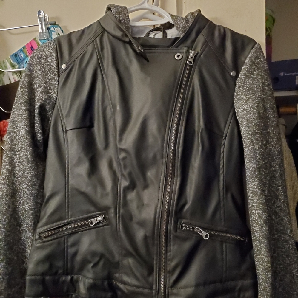 Pleather Jacket with hood